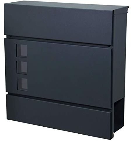 Briefkasten inkl. Zeitungsfach RAL 7016 Wandbriefkasten mit Sichtfenster Pulverbeschichtet dadurch wetterfest