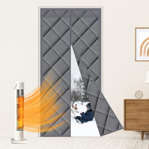 Liveinu Isolamento Termico Tenda Magnetica Per Porte Impermeabile Zanzariera Magnetica Con Thermo Per Camera Climatizzata Isolamento Acustico 100x220cm Grigio