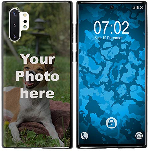 PhoneNatic Custom Hülle kompatibel mit Galaxy Note 10 Plus Personalisiert zum selbst gestalten mit eigenem Foto ganz individuell (Note 10 +, Schwarz)