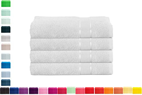 Mixibaby 4er Handtuchset Handtuch Handtücher 50cm x 100cm Frottee 100% Baumwolle 500g/qm, Farbe:Weiss