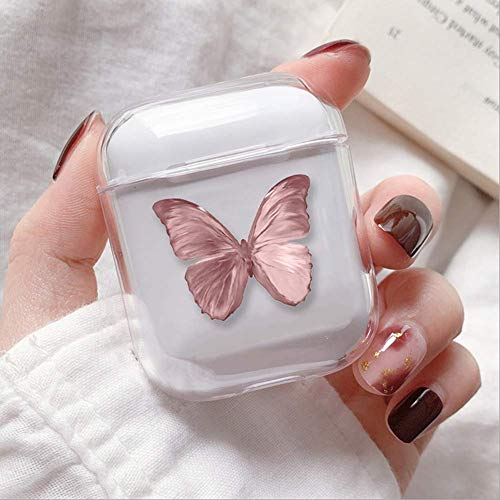 AUNEOS Kompatibel mit AirPods 1 & 2 Hülle, Transparent Schmetterling Muster Hüllen, Hart Plastik Schutzhülle, Perfekt Passt Hülle Cover Case für AirPods 1/2