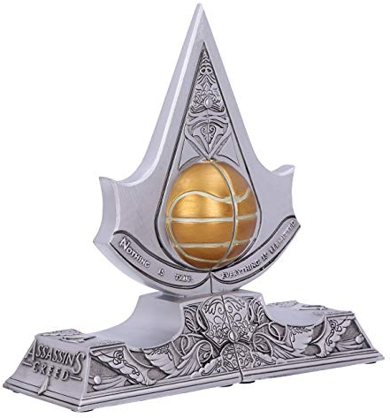 Nemesis Now Assassin's Creed Buchstützen, Apfel von Eden, Kunstharz, silberfarben, 18,5 cm B5349S0