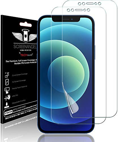 TECHGEAR [2 Pack Screen Protector fits iPhone 12 Mini 5.4 [Screen Angel Edition] [Case Friendly] [Bubble Free] [FULL Screen Coverage] HD Clear Flexible TPU Film