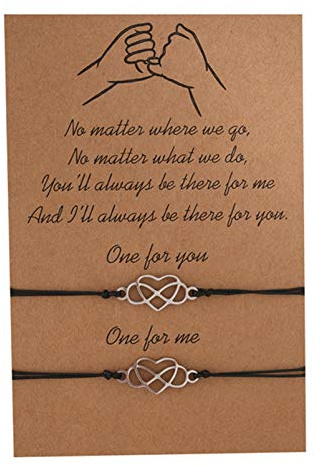 HMOOY 2-Piece Pinky Promise Armbänder, Boho Sonnenblume Armband Freundschaft Paar Abstand Matching Beach Armband Geschenke für Liebhaber besten Freund Frauen Männer (Infinity heart)