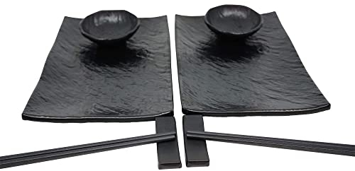 Sushi Unlimited Sushi Set for Two: Sushi Plates, Soy Sauce Bowls, Chopsticks, Includes Chopstick Holders!