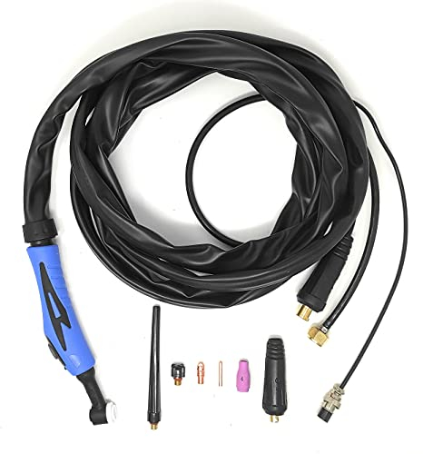ELCAN Torcia di saldatura TIG SR9 da 4 metri con connettore 35-50 installato e connettore 10-25 extra, pistola o coppia saldare per macchina inverter ad alta frequenza