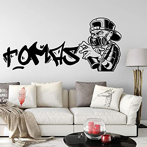 Zdklfm69 Wandtattoo Wandaufkleber Wandsticker Graffiti Straße Kinderzimmer Jungenzimmer Benutzerdefinierter Name Graffiti Schlafzimmer Kinderzimmer Vinyl Dekor 119x54cm