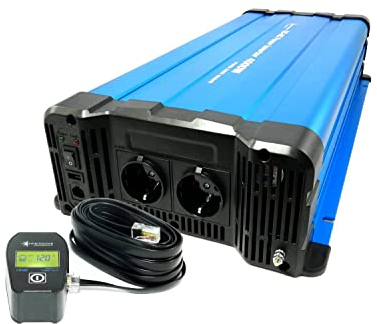 SOLARTRONICS FS4000DR Spannungswandler 12V 230V 4000 Watt - Reiner Sinus Wechselrichter 12V auf 230V für Wohnwagen & Wohnmobil - 8000W Spitzenleistung - mit Schuko, USB Anschluss & Fernbedienung