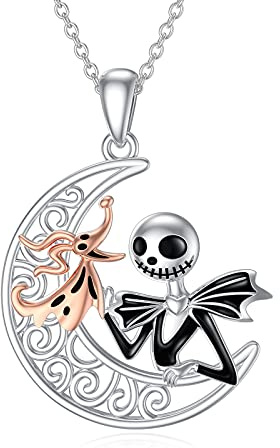 LILALO Nightmare Halskette 925 Sterling Silber Jack und Sally Halskette Jack and Zero Halskette, Einheitsgröße, Sterling Silber, Zirkonia