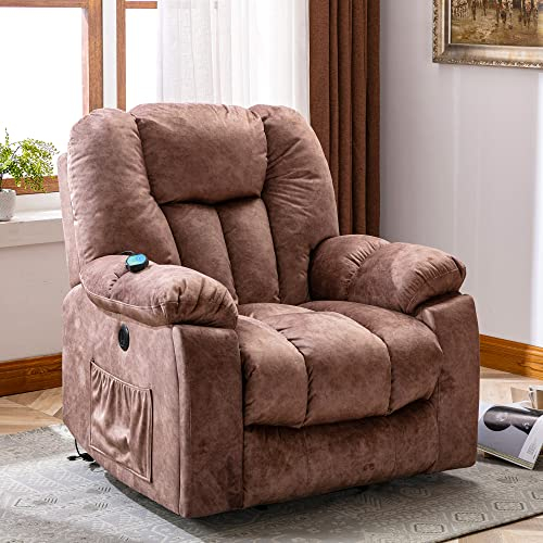 BTM Electric Power Lift Chair Recliner Sofa for Elderly with Vibration Massage and Lumbar Heat, 2 Side Pockets, USB Ports