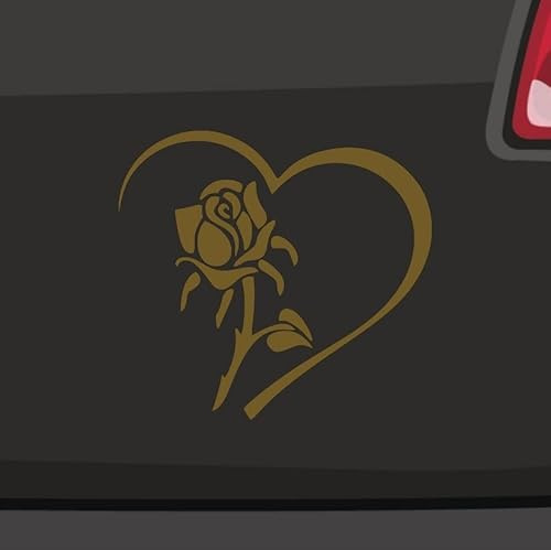 Herz mit Rose Aufkleber -6 Größen 21 Farben- Flower Valentinstag Liebe Wildrose