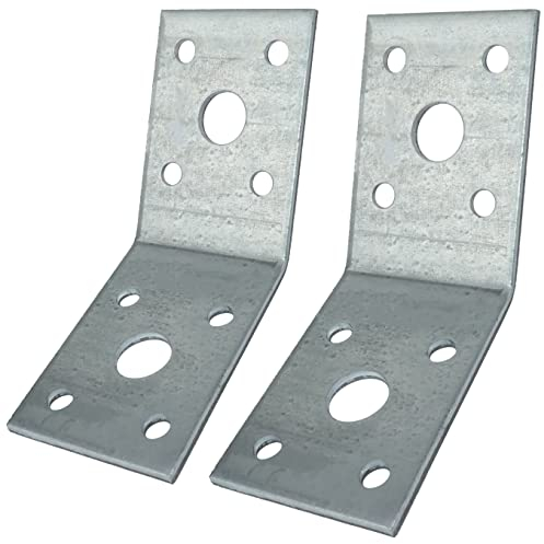AERZETIX - C58926 - Set di 2 Piastre di montaggio e fissaggio a 135° 50x50x35x2.5mm - staffa/angolare - supporto perforato di struttura con 10 fori - in acciaio zincato Z275