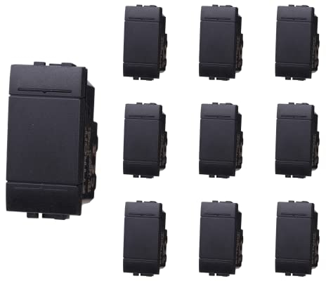 10 Pezzi Interruttore Unipolare, Compatibile Con Bticino Living Light (Nero)