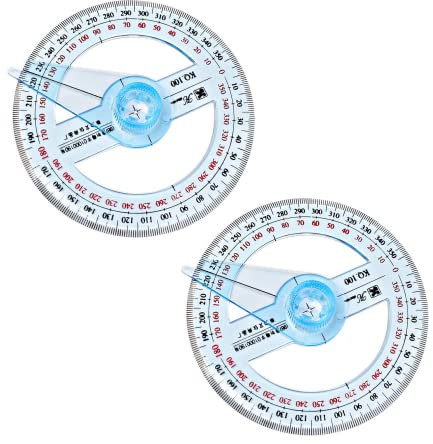 360 Degree Protractor Angle Measure 2Pcs Protractor Circle Protractor 10cm Plastic Protractor 360 Ruler Measuring Tool for Students and Children