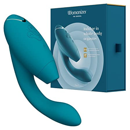 Womanizer Duo 2 Klitoris-Sauger für Frauen - Rabbit Vibrator Sextoy für Klitoris und G-Punkt Stimulation - Smart Silence - Druckwellenvibrator mit 14 Intensitätsstufen - Wasserdicht - Petrol