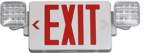 TANLUX Red Exit Sign with Emergency Lights, LED Emergency Exit Light with Battery Backup, UL Listed, AC 120/277V, Commercial Emergency Lights Combo for Business - 1 Pack