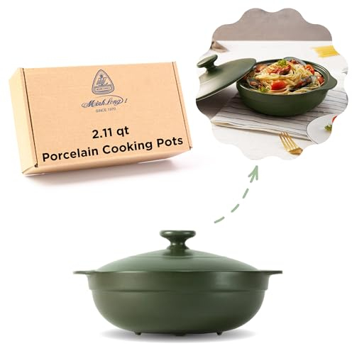 Minh Long Dutch Oven Topf mit Deckel, Porzellan, Kasserolle für Ofen mit Deckel, ungiftig, zum Marinieren, Kochen, Backen, Kühlen und Servieren, Geschenk für Familie, Boxtag, Neujahr