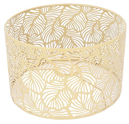 Hohler Lampenschirm aus Metall, E14 E27-Sockel, Ausgehöhltes Design mit Großen Blättern, Hübsche Muster, Eisenmaterial, Einfache Heimdekoration, für Stehlampe, Tischlampe, (Gold)