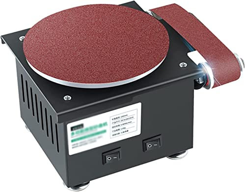 JHLP Mini Disc Sander Electric Polishing Grinder - 6 Inch with Abrasive Belt, Adjustable 0-8000RPM Speed, for Wood Crafts Metal Stone Grinding Knife Sharpening - 7 Gear Speed, Industrial Grade Tool.