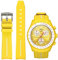 BONACE Correa para Omega x Swatch MoonSwatch/Rolex Watch/SEIKO Watch de 20 mm,Correa de repuesto de silicona para reloj Omega X Swatch Moonswatch Speedmaster sin espacio (Línea amarilla y blanca)