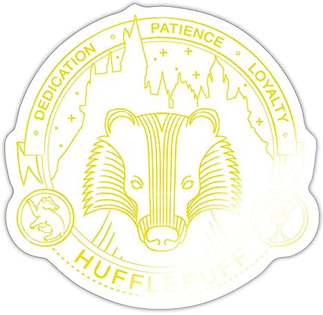 Spreadshirt Harry Potter Line Drawn Hufflepuff Coat of Arms Sticker, 10 x 10 cm, White Glossy
