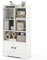 COSTWAY Wooden Bookcase, Freestanding Storage Bookshelf Cabinet with 4 Cubes, Open Shelves & 2 Doors, Display Rack Shelving Unit Cupboard for Living Room, Bedroom, Hallway and Office