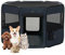 Petsfit Welpenauslauf Tierlaufstall faltbar Welpenlaufstall Pop-Up für Hunde Hasen Katzen,Freilaufgehege mit Zip-Sicherungen, Abnehmbares Ober- und Unterteil,L,Dunkelblau & Schwarz