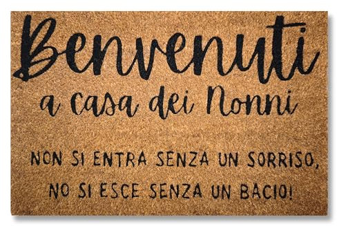 KOKO DOORMATS Zerbino ingresso casa in Fibra di Cocco “Benvenuti A Casa Dei Nonni” | Tappeto Ingresso Esterno con Base Antiscivolo in PVC | Design Simpatico da 40x60 cm per Porta d’Ingresso