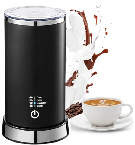 Montalatte Elettrico 4 in 1 Macchina per Cappuccino Montalatte Schiuma Latte Elettrico in Acciaio Inox Schiuma di Latte Calda e Fredda Per Macchiato