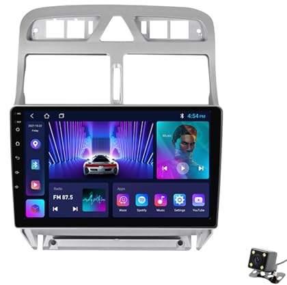 ADMLZQQ Android 12 Auto Radio Mit Navi Für Peugeot 307 2004-2013 Autoradio Unterstützt 5G 4G Wifi, Mit Lüfter/Full AV Output 7 Color Button Licht,Rückfahrkamera Lenkradsteuerung,M90s