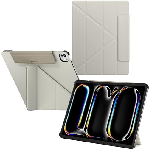 SwitchEasy Origami 2024 Hülle für iPad Pro 11' - Schutzhülle mit Stifthalter, Multi-Angle Ständer, Morandi Cover, Apple Pencil Pro Charging, Starlight White