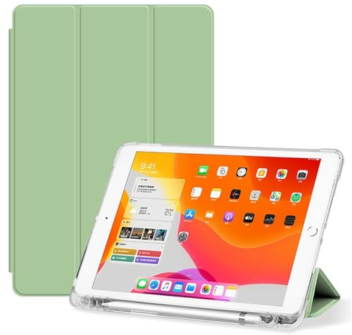 for Huawei Matepad Air 11.5/2023 Pad 11.5/2024 Pad 11.5S Slim Lightweight Case,Tri-Fold Smart Tablet Shockproof Cover TPU Clear Back Shell W Pencil Holder, Auto Wake/Sleep (Matcha Green)