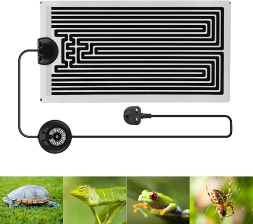 Reptile Heating Mat, Reptile Heat Pad with Temperature Adjustment, Control Terrarium Pet Tank Warmer Mat Pad, Removable Heat Mat for Small Animals Amphibians Turtle Lizard Spider (14W - 15*28cm)