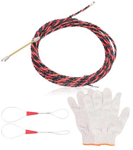 Electrical Spring Wire Threader, Fish Tape Manual Cable Puller Tool Electrician Threading Device Fishing Wire Electrical for Right Angle Pipe, Wall Slot (5M)