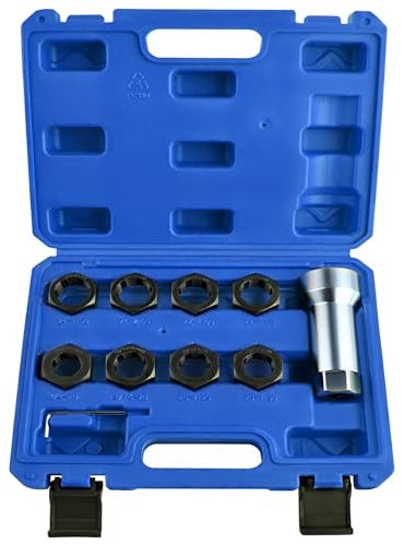 SPEEDWOX 10pc Axle Spindle Threading Set Axle Thread Repair Kit with 8 Dies 1-1/16 Extension Bar Axle Spindle Thread Chaser Set Thread Rethreading Restorer Tool with M20 M22 M24 & 13/16 3/4 UNEF
