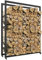 Outsunny Scaffale Portalegna da Esterno e Interno con Ruote, Legnaia in Metallo Rinforzato con Area da 0.43m³, 120x32x151cm, Nero