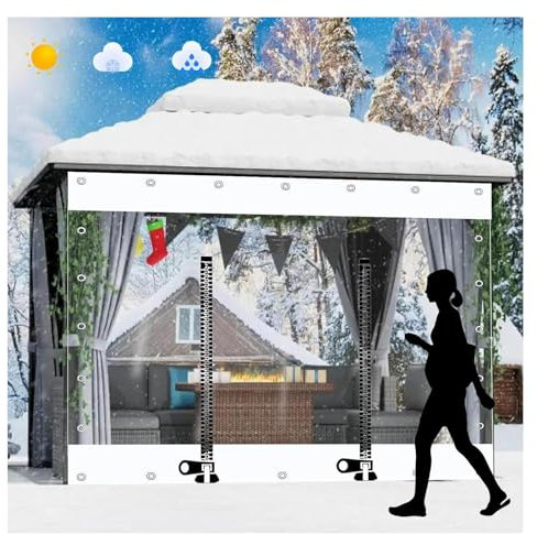 YPIOUREN Transparenter Planenvorhang for den Außenbereich, transparente Vorhänge for den Außenbereich mit Reißverschluss, weiße transparente PVC-Plane mit Reißverschluss, for Pavillon(10x20m/32.81x65.