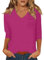 Chemise Femme Chic Et Élégant Haut Femme Chic Et Elegant Tee Shirt Femme Manche 3/4 Haut Femme Chic Chemise Oversize Femme Tee Shirt Femme Manches 3/4 Pull Grande Taille Rose 2XL
