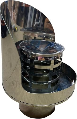 Sombrero estufa Pellet, terminal estufa pellet horizontal, sombrero anti lluvia salida lateral. (Inoxidable 100mm)