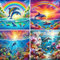 Doreenstar 4er Set Diamond Painting Delphine 30x30 CM, 5D Diamantmalerei Meerestiere Delfine, Bunte Diamant Painting Delfin, DIY Vollbohrer Diamond Painting 4 Set Tiere für Kinder Erwachsene