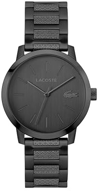 Lacoste Uhr mit DREI-Zeiger-Quarzwerk für Herren Kollektion Lacoste.12.12 Metropole mit Silbernem, Goldenem oder Schwarzem Edelstahlarmband