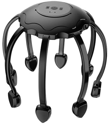 Qfdiwr Masajeador De Cabeza De Pulpo Eléctrico Cabelludo De 8 Garras, Rascador De Cabeza Automático De Pulpo De 360 Grados,Rascador De Cabeza Portátil Inalámbrico