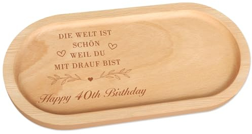 Anruzon - 40 Geburtstag Geschenk Frauen & Männer - Badezimmertablett - Schminktisch Tablett - 40 Geburtstag Holz Deko - Weihnachten - für Badezimmer Küche Kerzen Kosmetik Kleinen Gegenständen