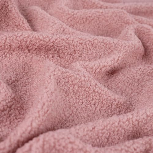 Tissu Teddy Bouclette 6 Coloris Oeko-Tex® - Vendu au Mètre - 280g/m² Largeur 160cm (Rose)