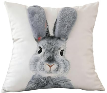 SKIPTHYBER Hase Kissenbezug 45x45 cm, Hase Ostern deko Kissen 3D Dekokissen Hasen mit Schlappohren, Hasenkissen Kissenbezug für sofakissen dekokissen gartenmöbel Balkon kissenbezüge kissenhülle
