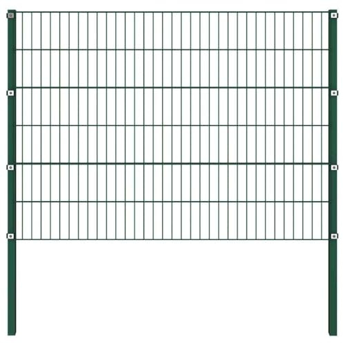 Solivagant Panneau de clôture avec poteaux en Fer 1212 x 120 cm Vert,(105.49 KG)
