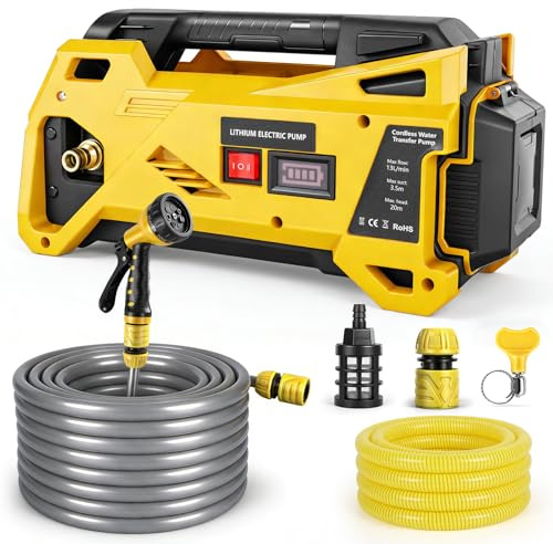 Water Transfer Pump Compatible with DeWalt 20V Battery, Portable Electric Utility Pump, Cordless Transfer Pump for Home, Pool, RV, Garden, Hot Tub, Ponds, Aquariums (No Battery)