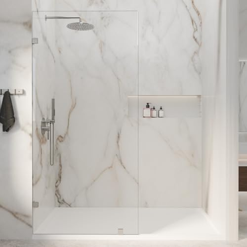 32 W x 72 H Fixed Single Shower Glass Panel, Chrome Finish