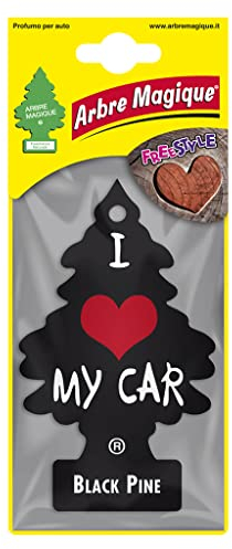 Arbre Magique Parfum de voiture, parfum noir pin, durée jusqu'à 7 semaines, fabriqué en Italie, lot de 1 pièce