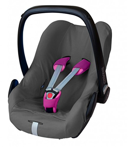 ByBoom - Universal Sommerbezug, Schonbezug aus 100% Baumwolle, für Babyschale, Autositz, z.B. Maxi Cosi CabrioFix, City, Pebble; Designed in Germany, MADE IN EU, Farbe:Grau